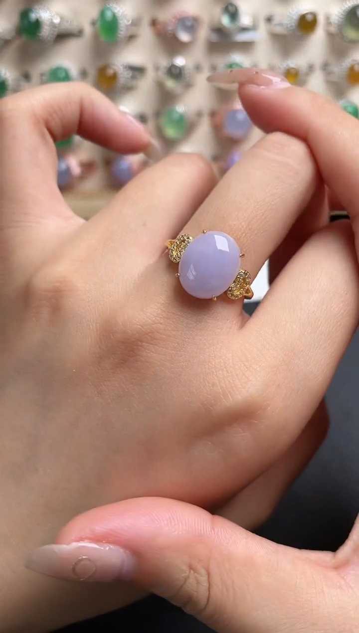 【闪购商品】翡翠银S925镶嵌戒指一物一证一礼盒