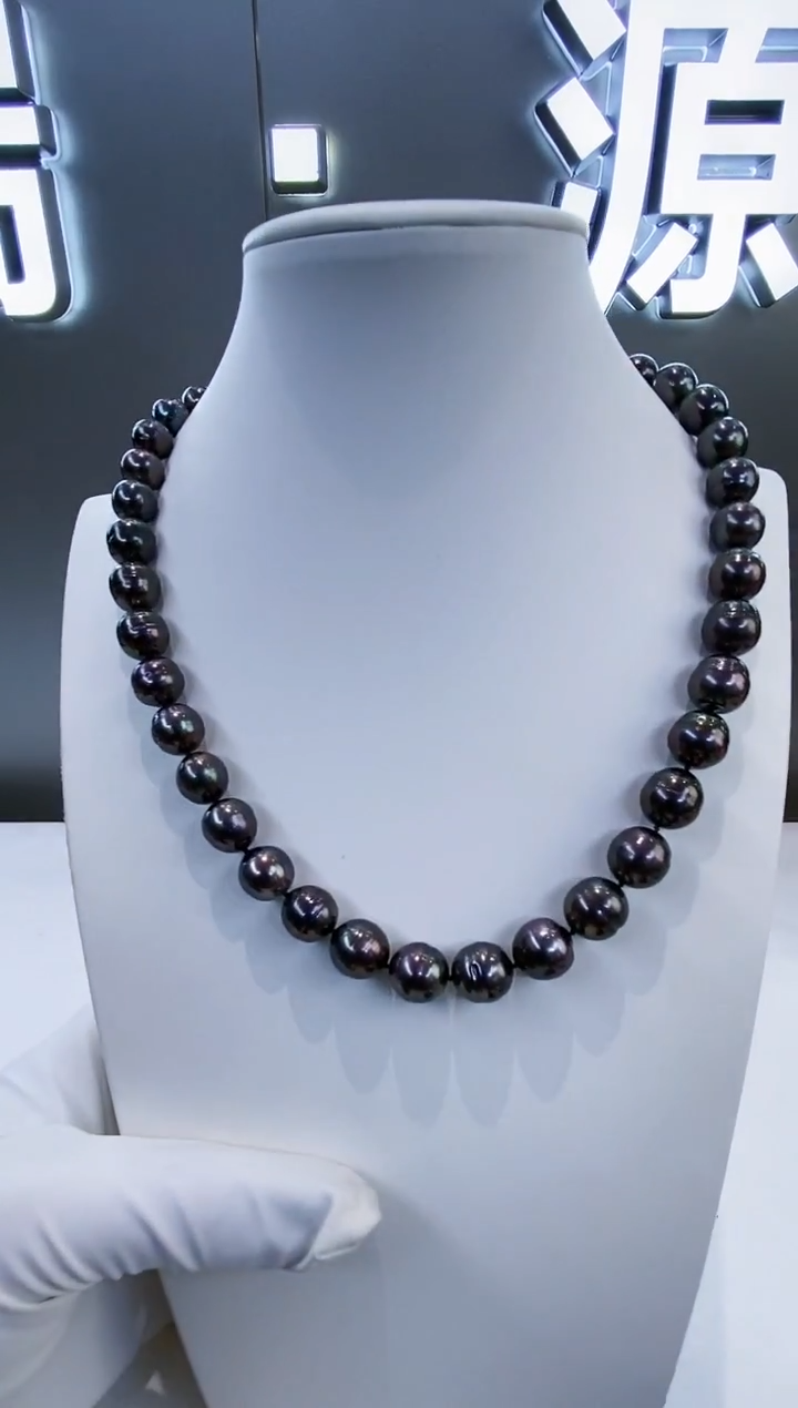 未镶嵌项链海水珍珠Y海水大溪地项链 钢琴黑