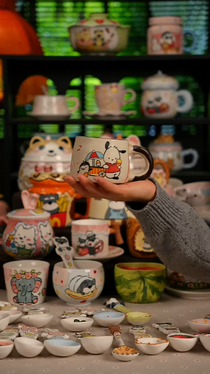 陶瓷无盖款景德镇高温釉下彩纯手绘创意瓷 