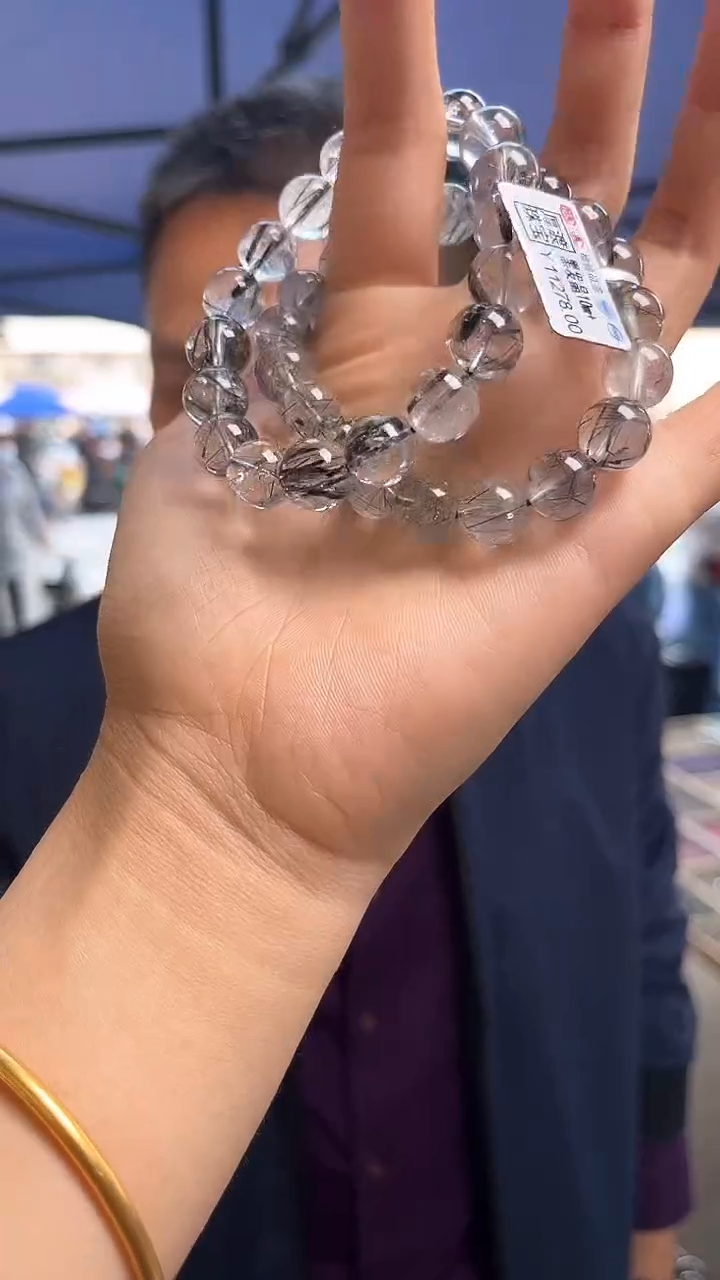 发晶手链未镶嵌天然黑发晶手串多样性发一11mm