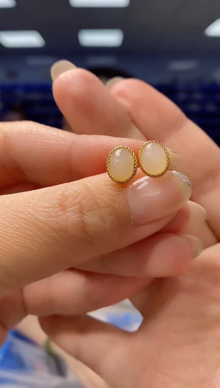 【闪购商品】和田玉耳饰银S925镶嵌EZ3965