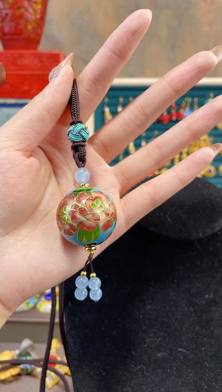 【闪购商品】非遗景泰蓝银蓝3.0单珠编绳款天蓝