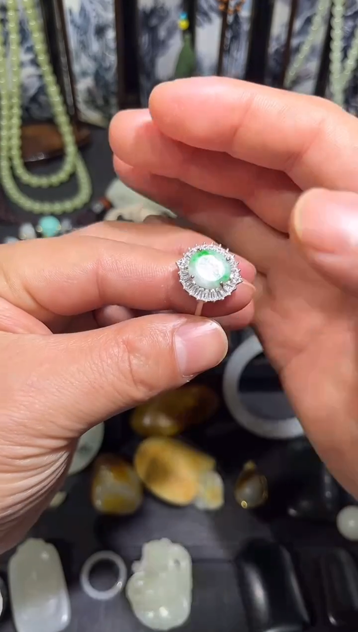 合金戒圈翡翠翡翠戒指