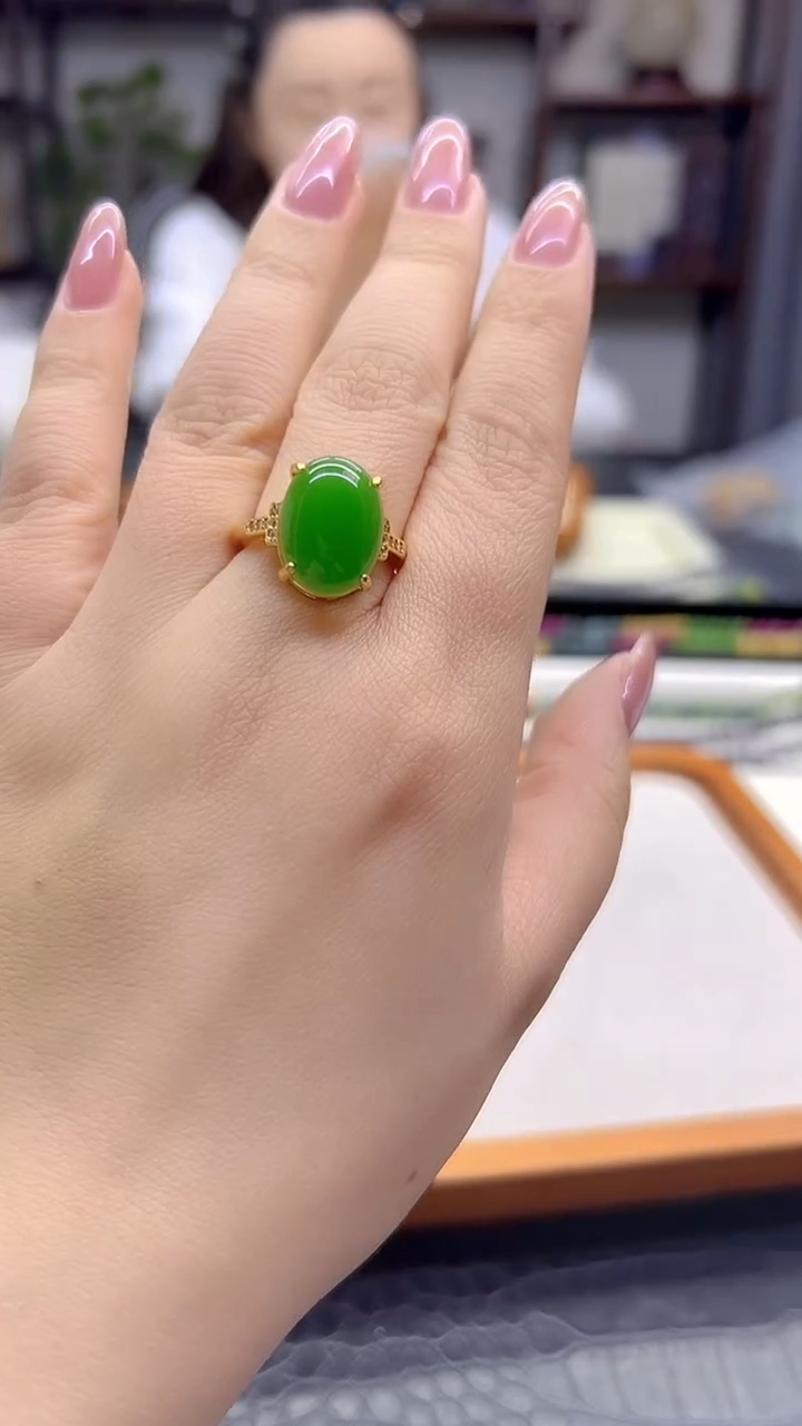 14K金镶嵌戒指和田玉DIY款J30