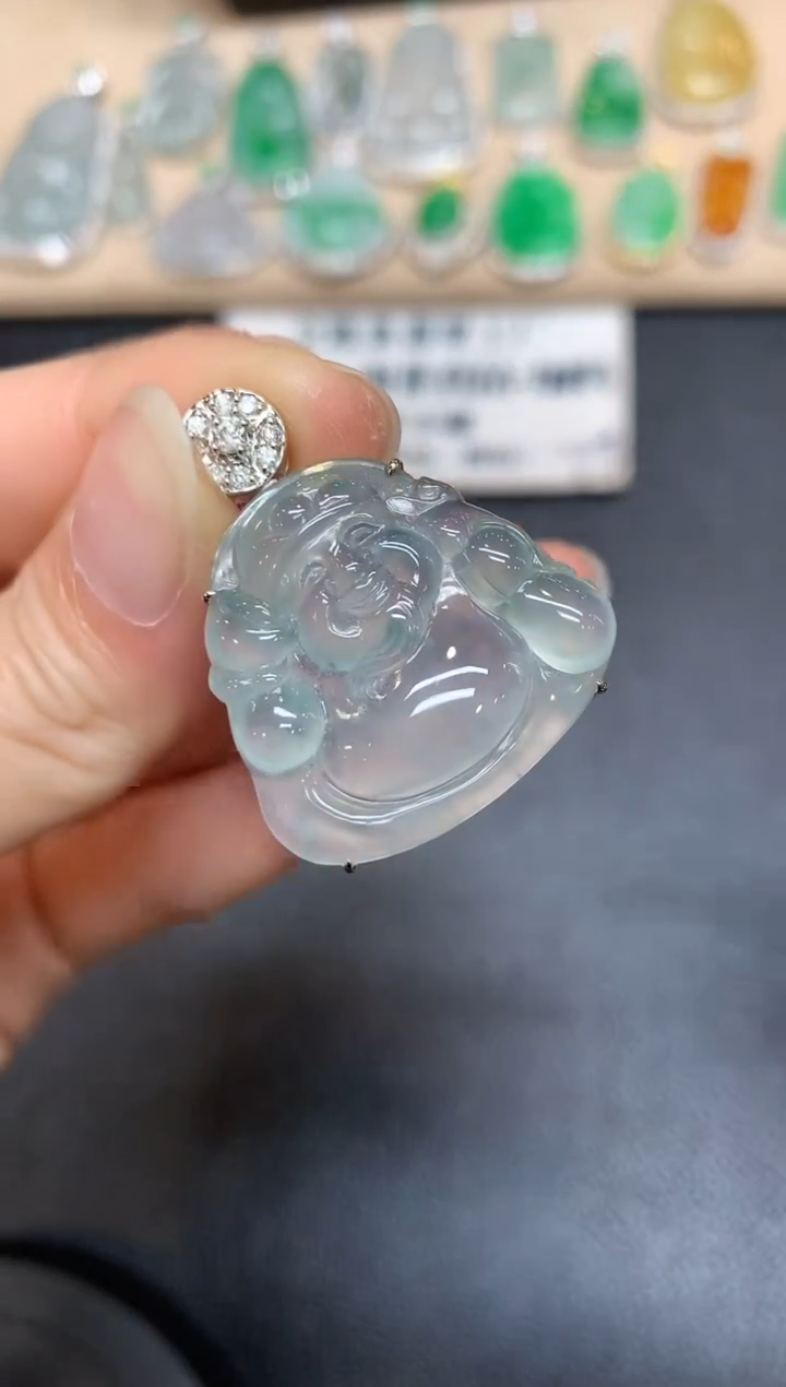 【闪购商品】翡翠颈饰18K金镶嵌财神【无服务费