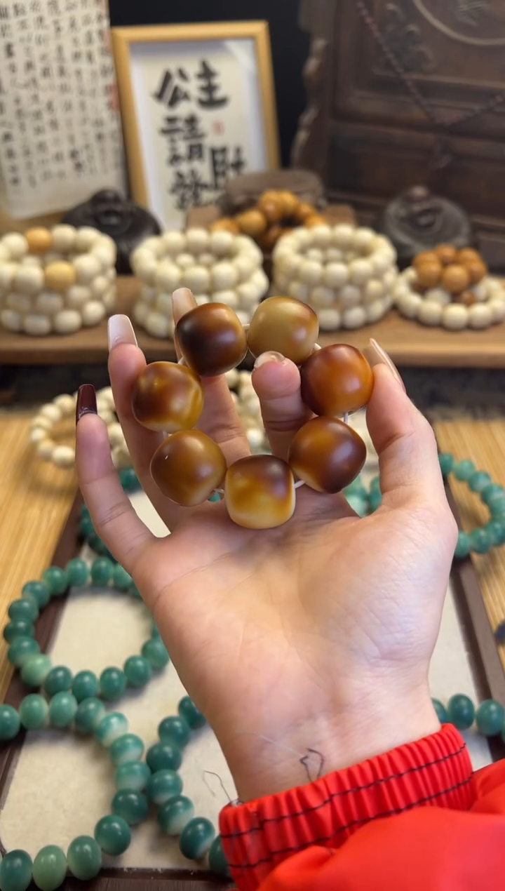 【闪购商品】菩提根/象牙果手串卡23手工干磨桶珠微瑕