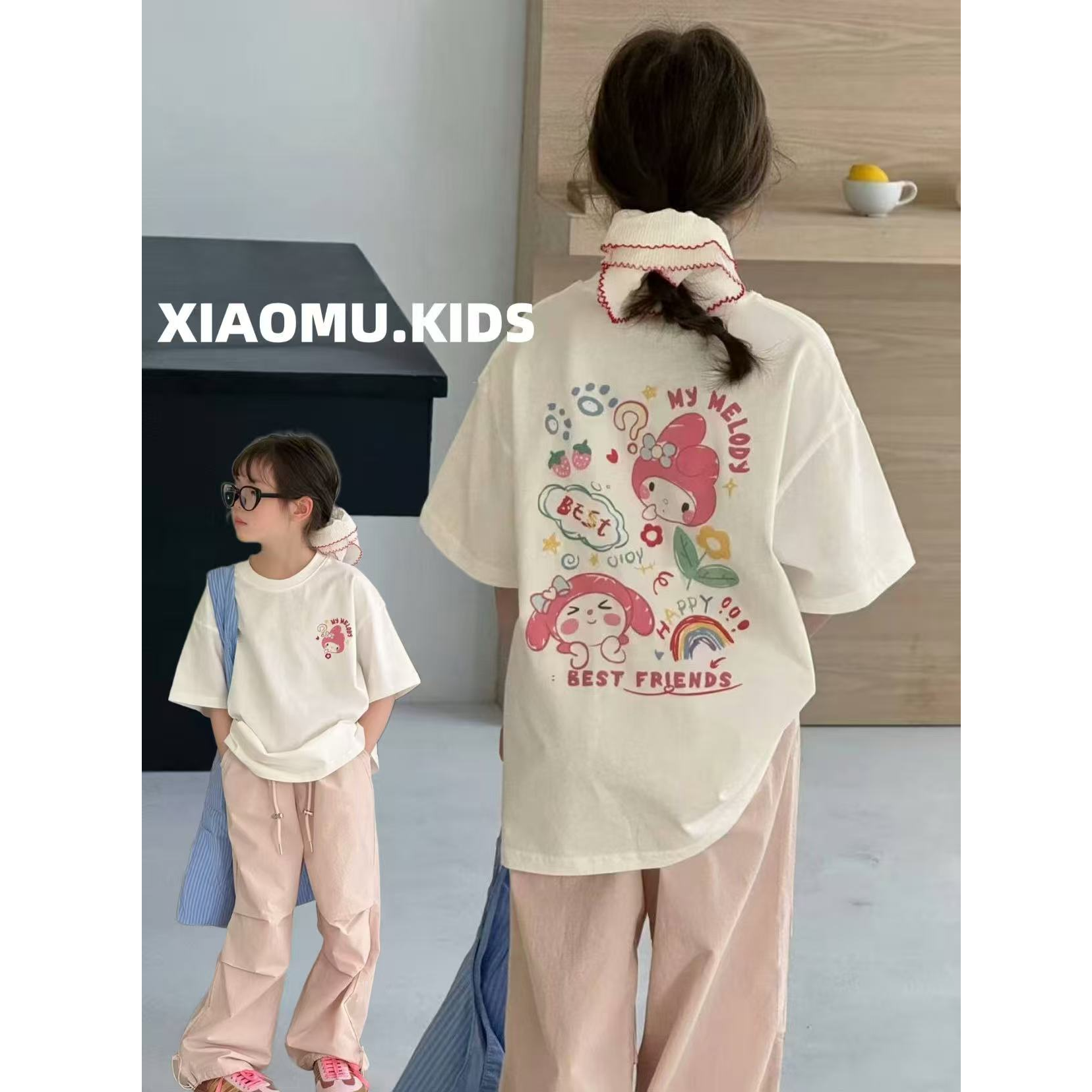 2025夏『美乐蒂』儿童中大童多巴胺可爱风格休闲百搭短袖T恤9856