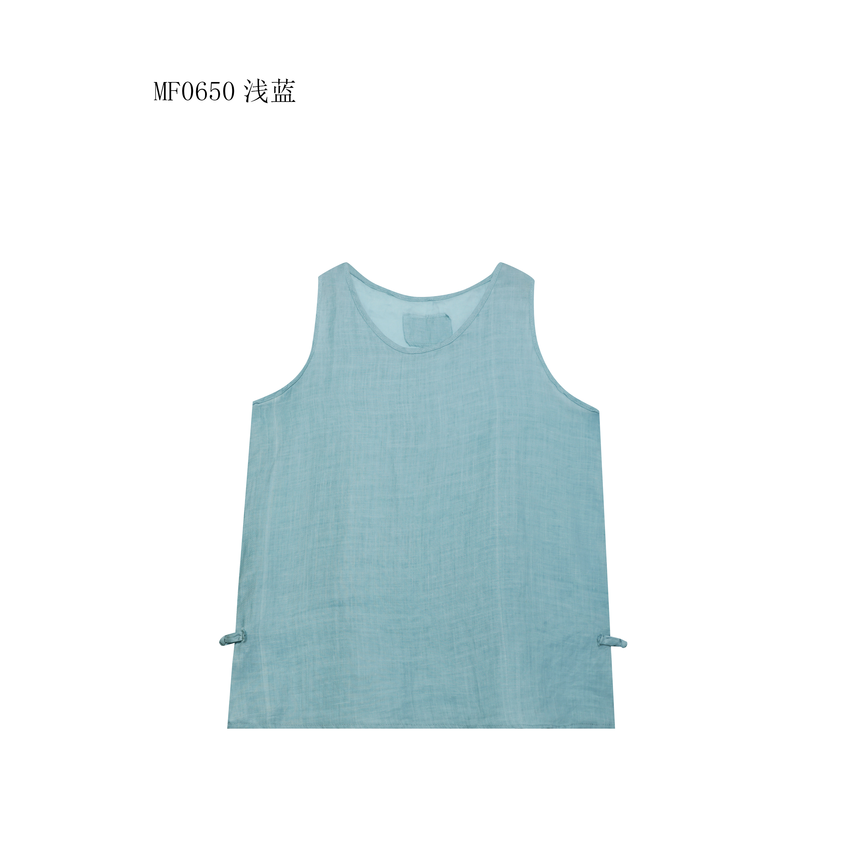 【麻訪家】MF0650浅蓝文艺简约舒适宽松显瘦百搭背心
