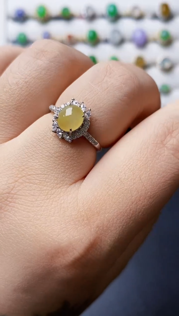 银S925镶嵌戒指翡翠0095