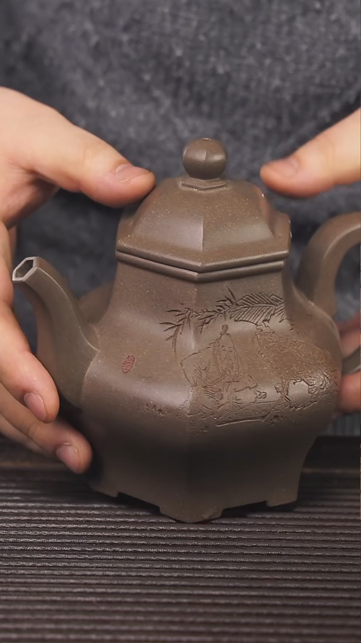 【闪购商品】紫砂茶壶360cc蟹壳青顾氏手工紫砂