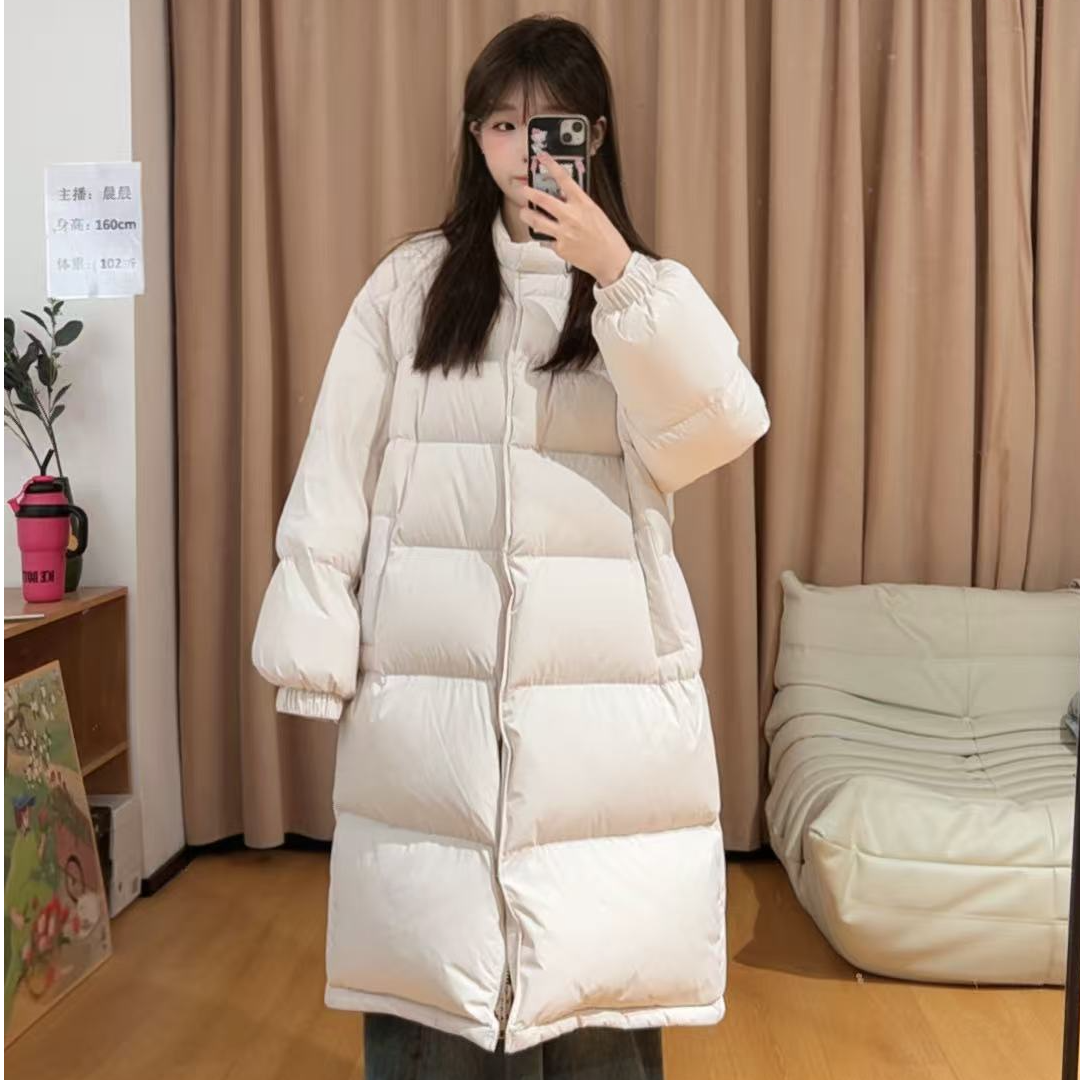 13681余小鱼【南韩小暖宝】三色圆领保暖长款休闲冬季鹅绒服女装