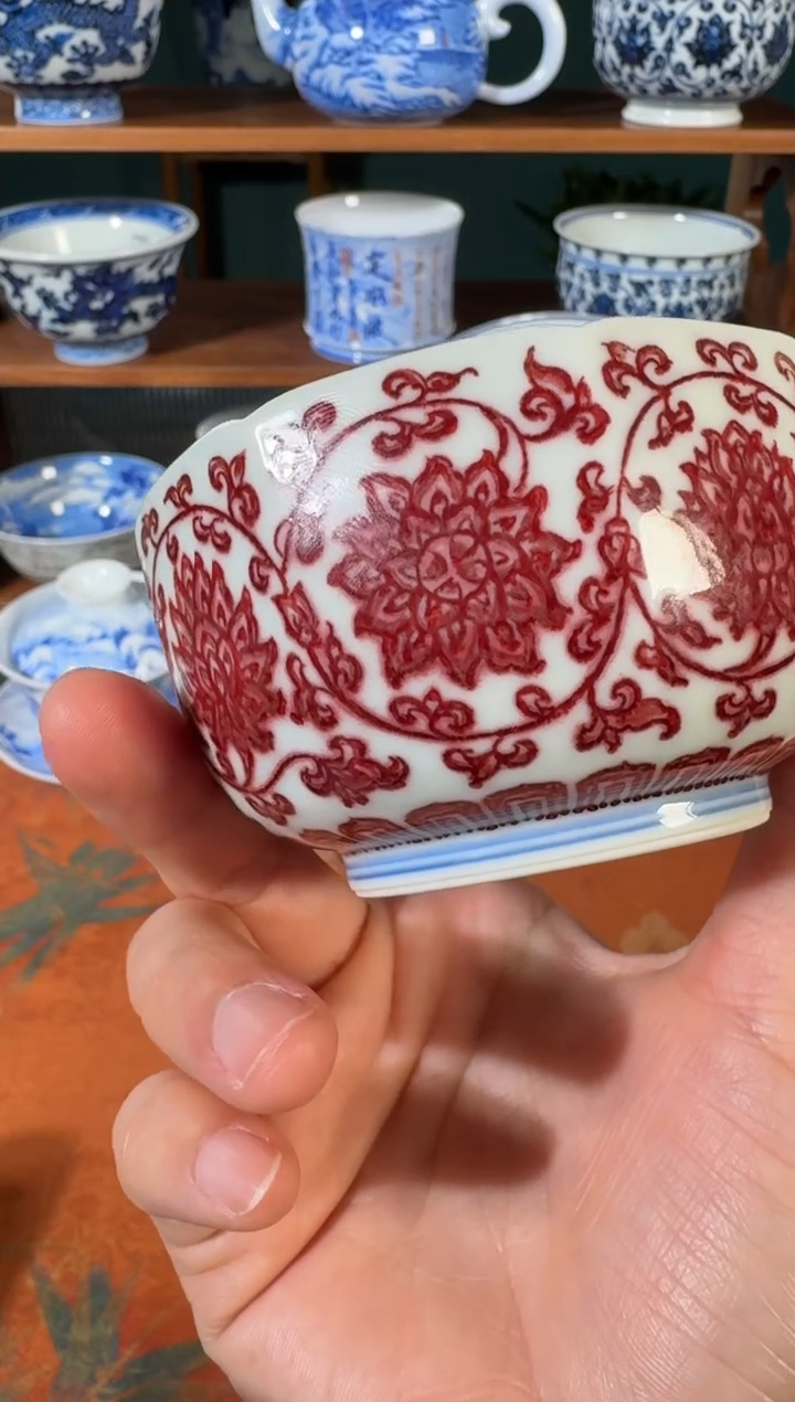 【闪购商品】杯永明尚玩全红缠枝八方杯