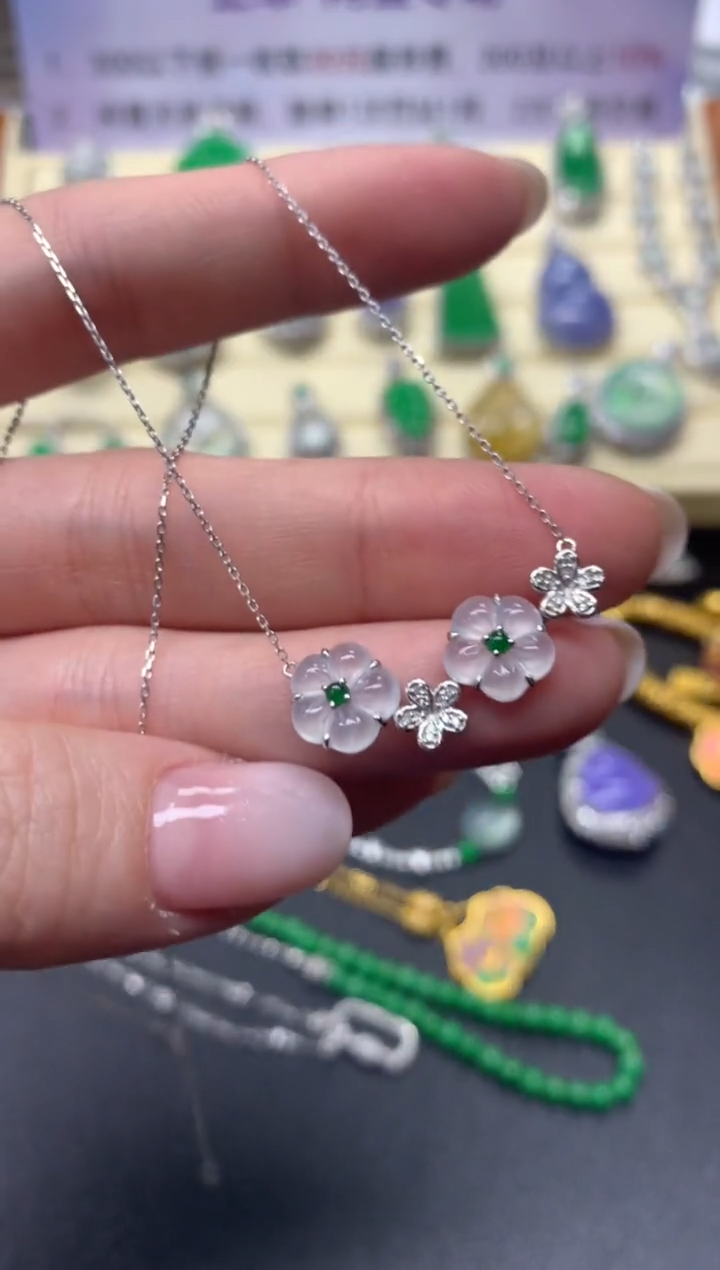 【闪购商品】翡翠项链18K金镶嵌项链|1800+180