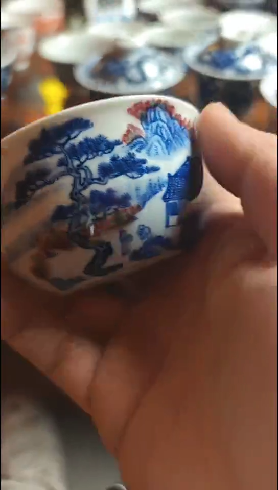 陶杰**_青花釉里红山水杯无包装不退换55