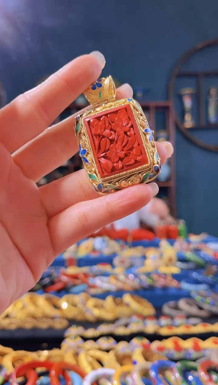 【闪购商品】非遗技艺花丝大漆长型吊坠