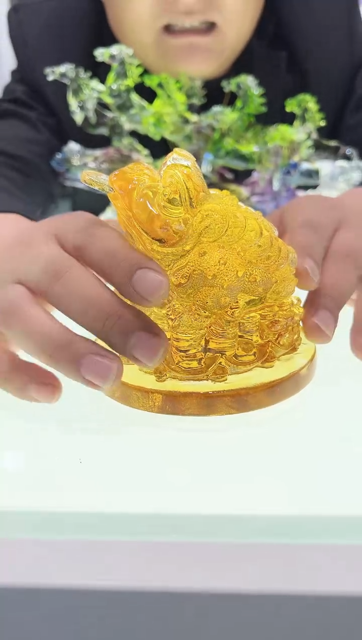 【闪购商品】泥塑古法琉璃12cm金蟾摆件