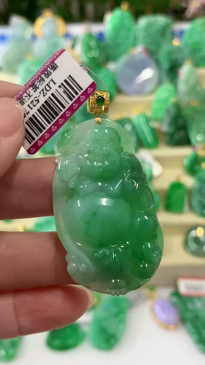 【闪购商品】翡翠颈饰18K金镶嵌挂件