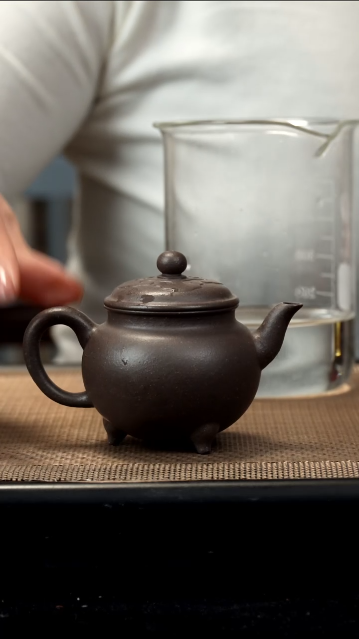 紫砂茶盏天青三足大彬130CC