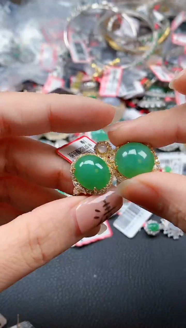 银S925镶嵌戒指翡翠天然A货缅甸翡翠