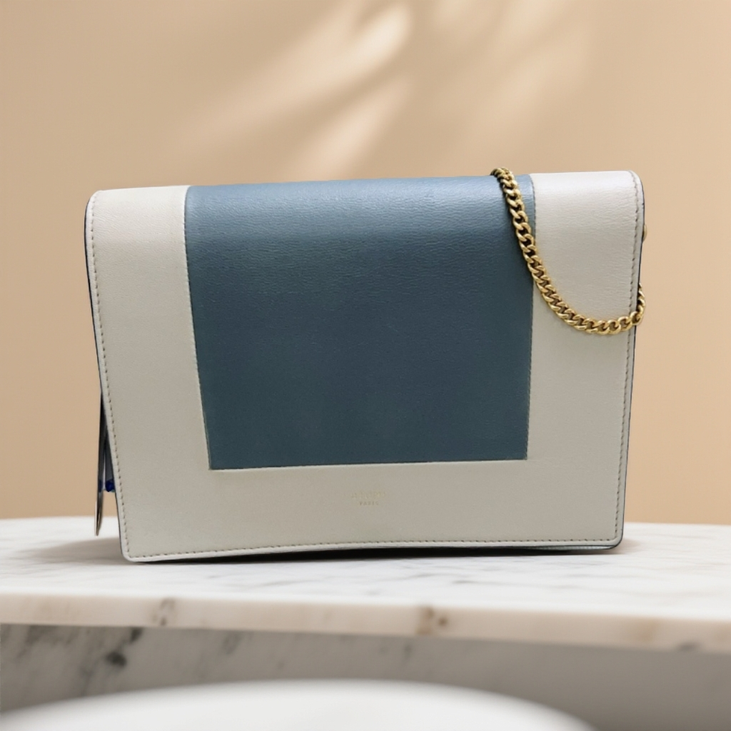 95新 Celine/思琳   蓝白拼色链条包 1833 0149 