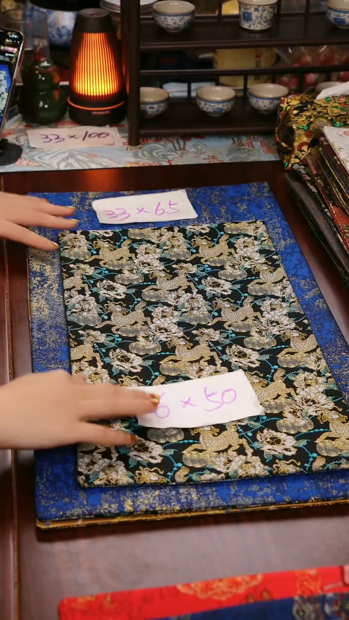 【麒麟牡丹双面】中国风干泡织锦茶席33*65