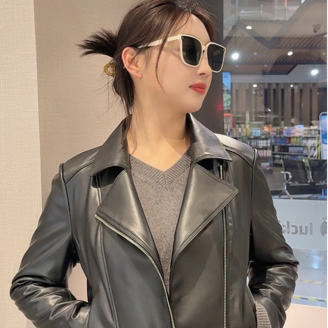 【FL茜茜】13666机车款春秋短款时尚休闲女士皮衣外套