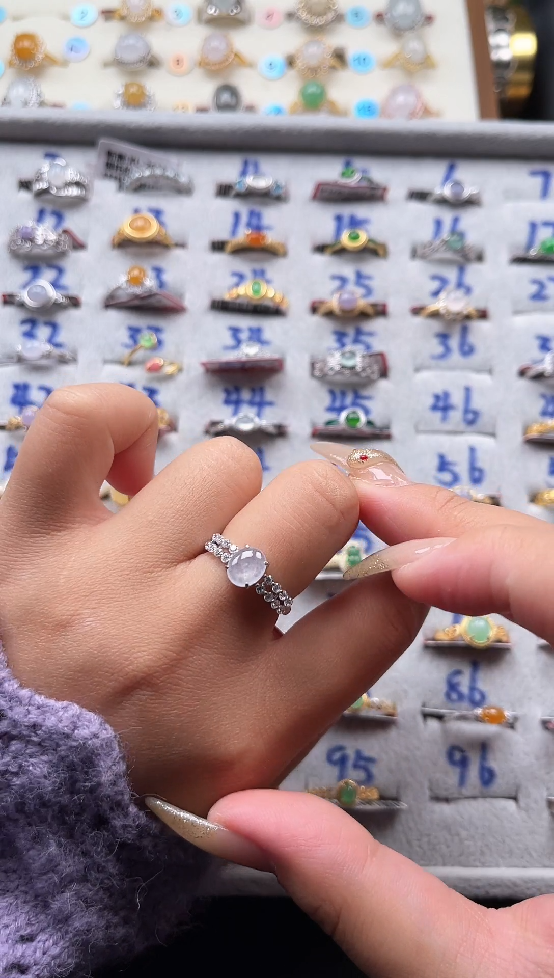 【闪购商品】翡翠戒指银S925镶嵌天然A货翡翠戒指