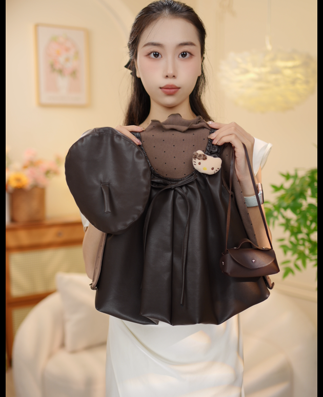 秋季新品女童时尚美拉德背心花苞裙软皮洋气秋款裙子XY2590