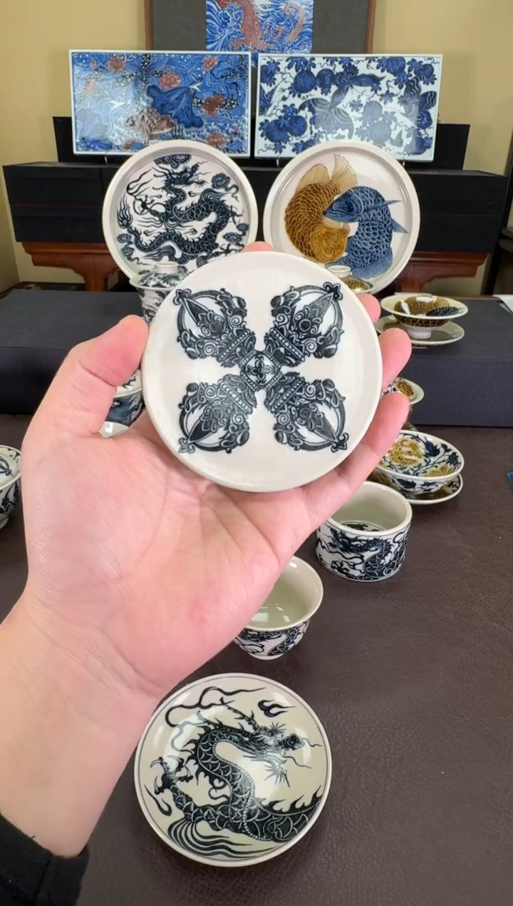 【闪购商品】二号釉金刚杵纹盖置