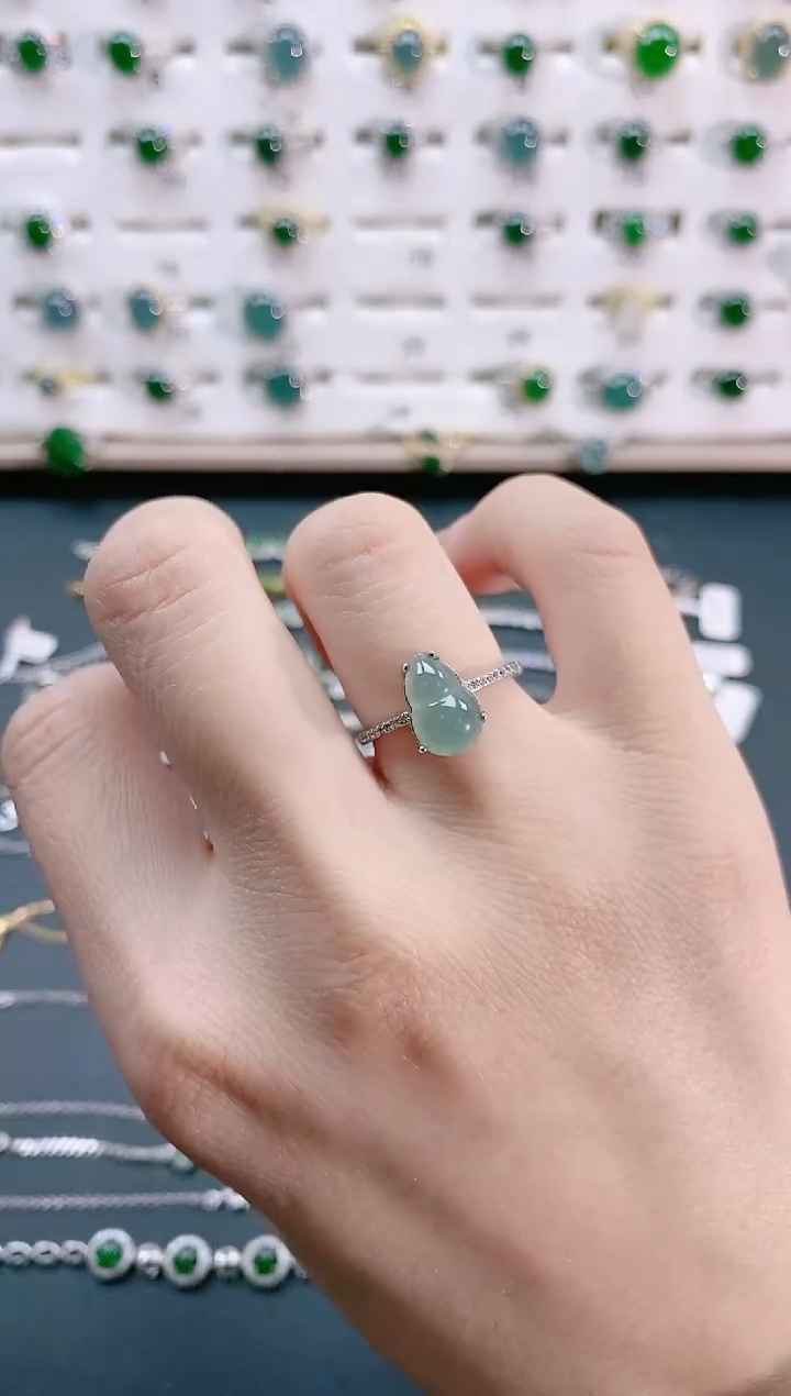 【闪购商品】翡翠戒指银S925镶嵌天然翡翠