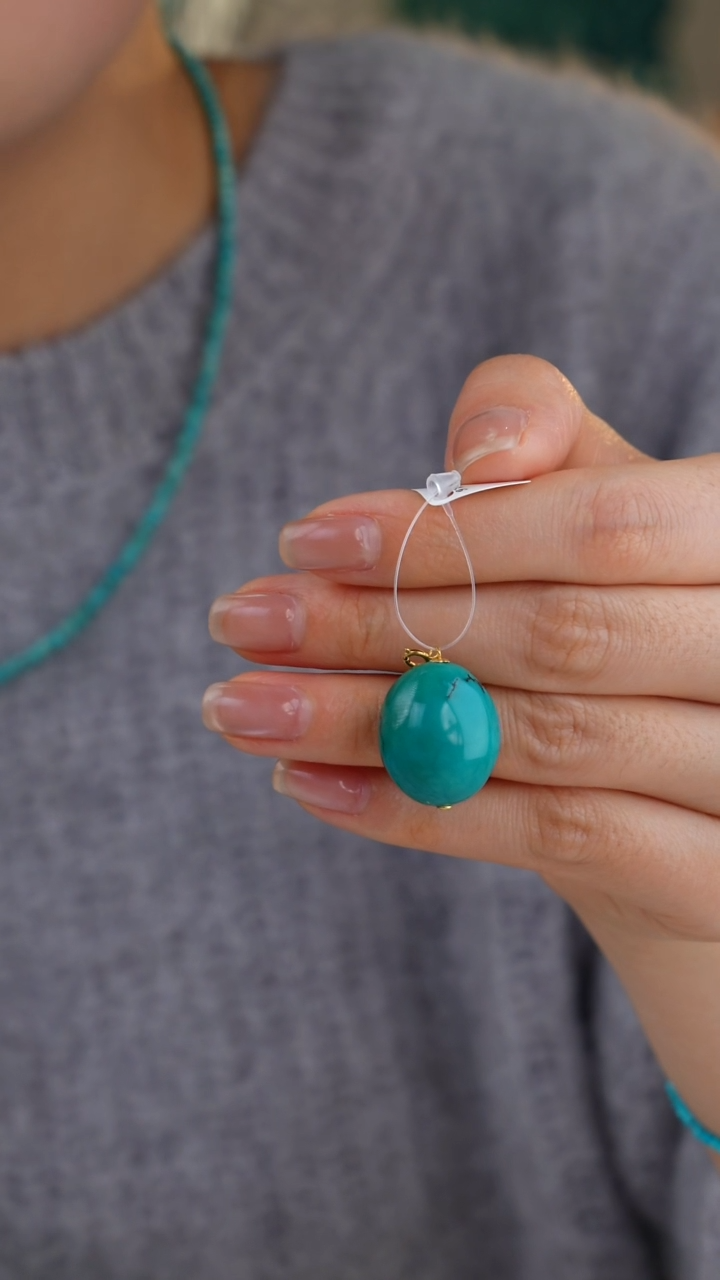 【闪购商品】绿松石吊坠(不含链)18K金镶嵌1