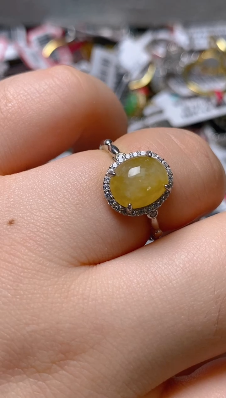 银S925镶嵌戒指翡翠百内无证书