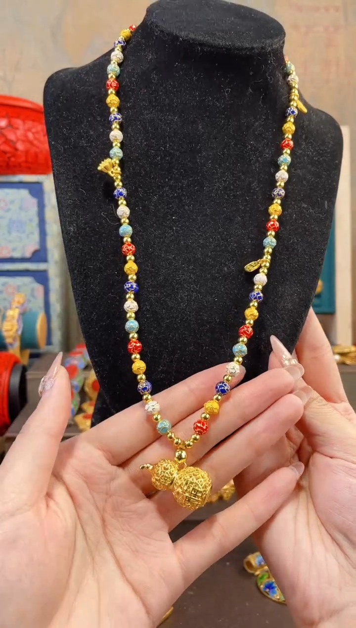 【闪购商品】非遗珐琅张多宝色项链葫芦