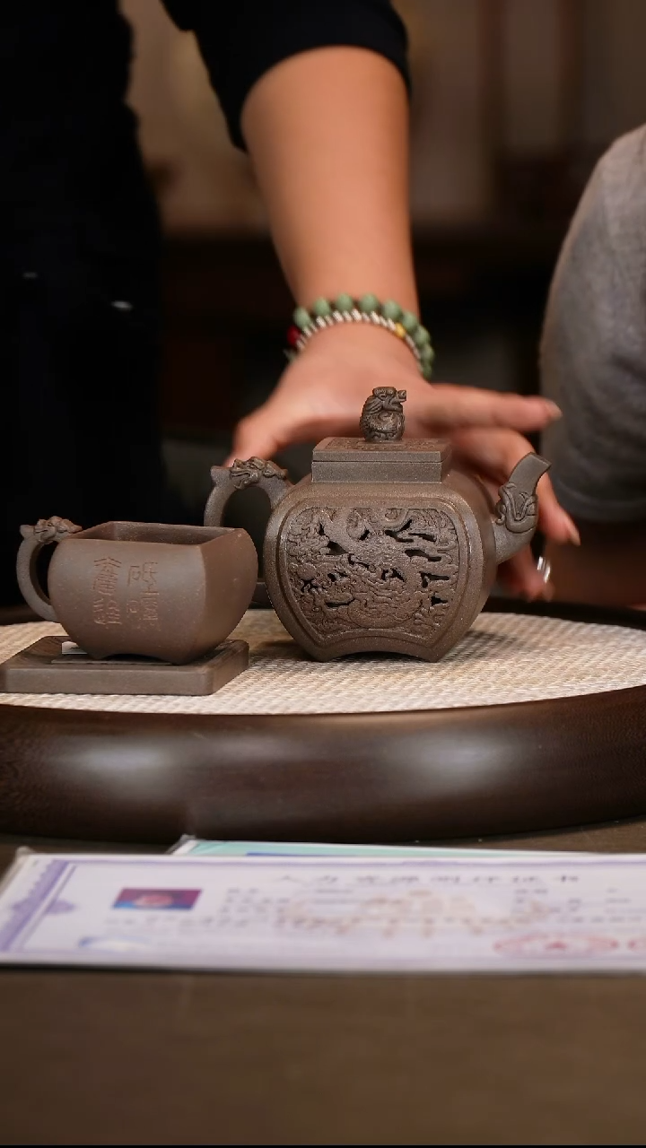 【邵映华】四方龙云套组280c+汝窑十二头套杯