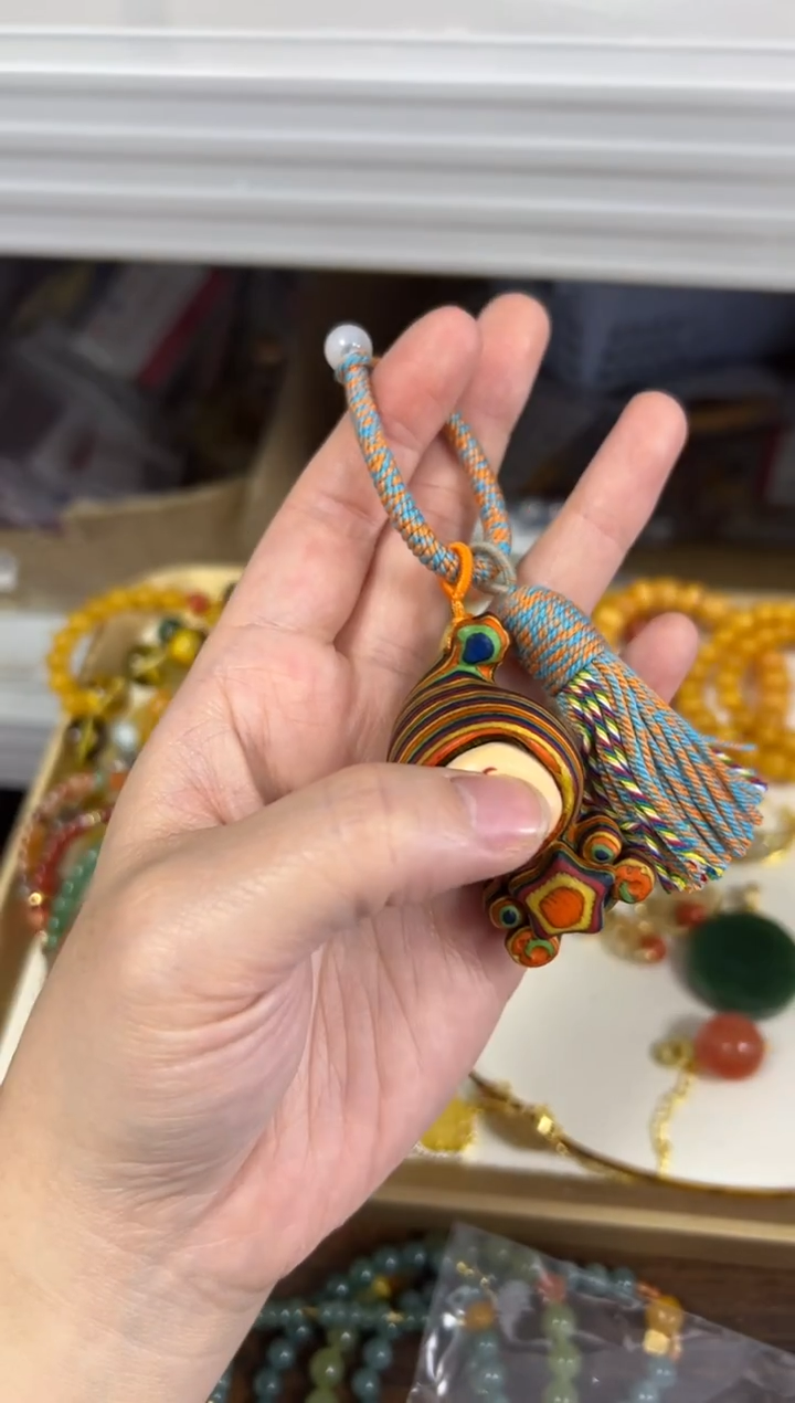 檀香木手串/手链彩虹木檀木圣诞星星人挂件[13]