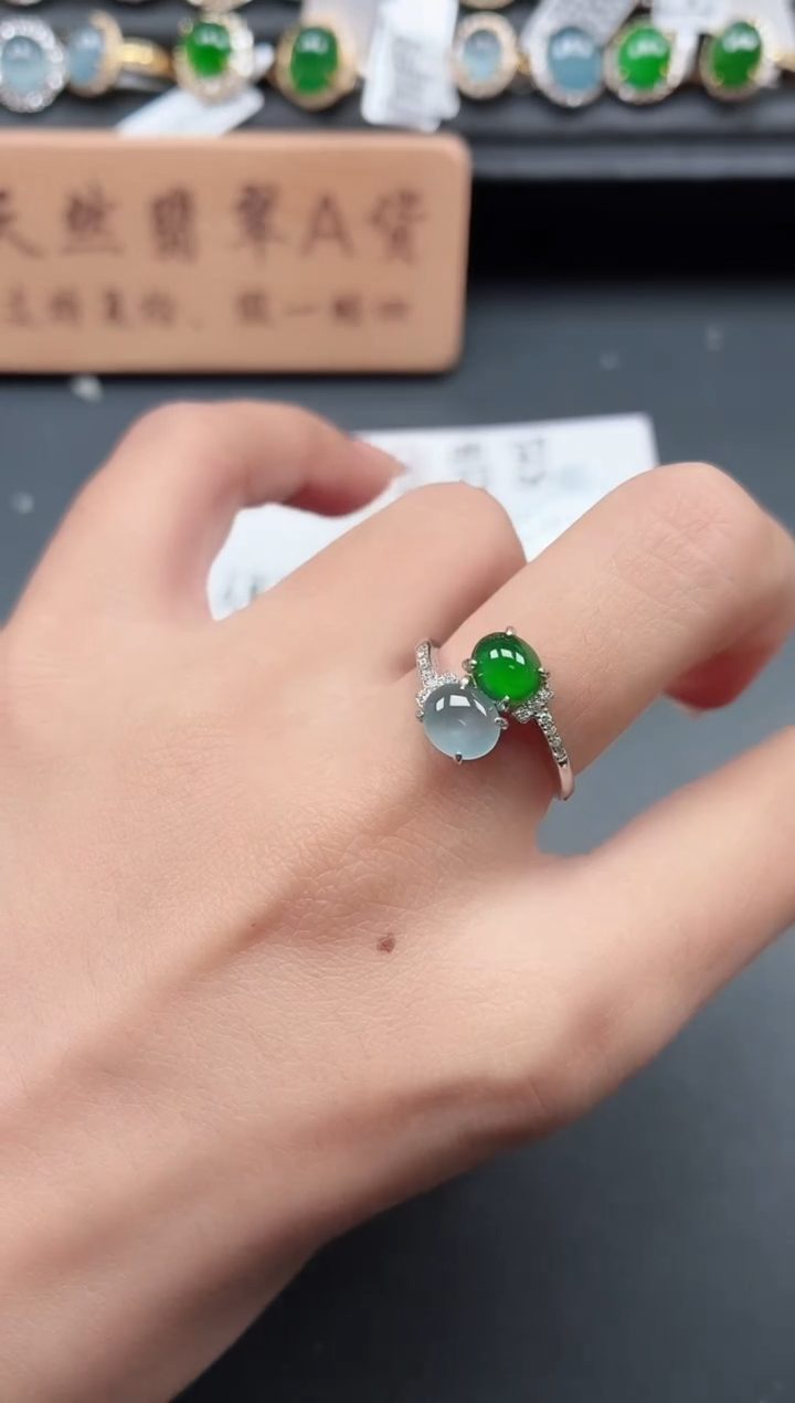 银S925镶嵌戒指翡翠111