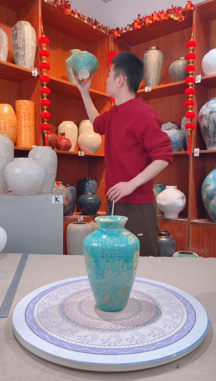 【闪购商品】瓶新品深色彩陶三件套中号 陶瓷花瓶 无花