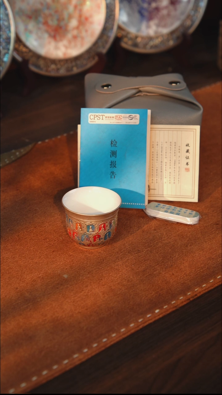 瓷鎏银七彩千佛铃铛杯