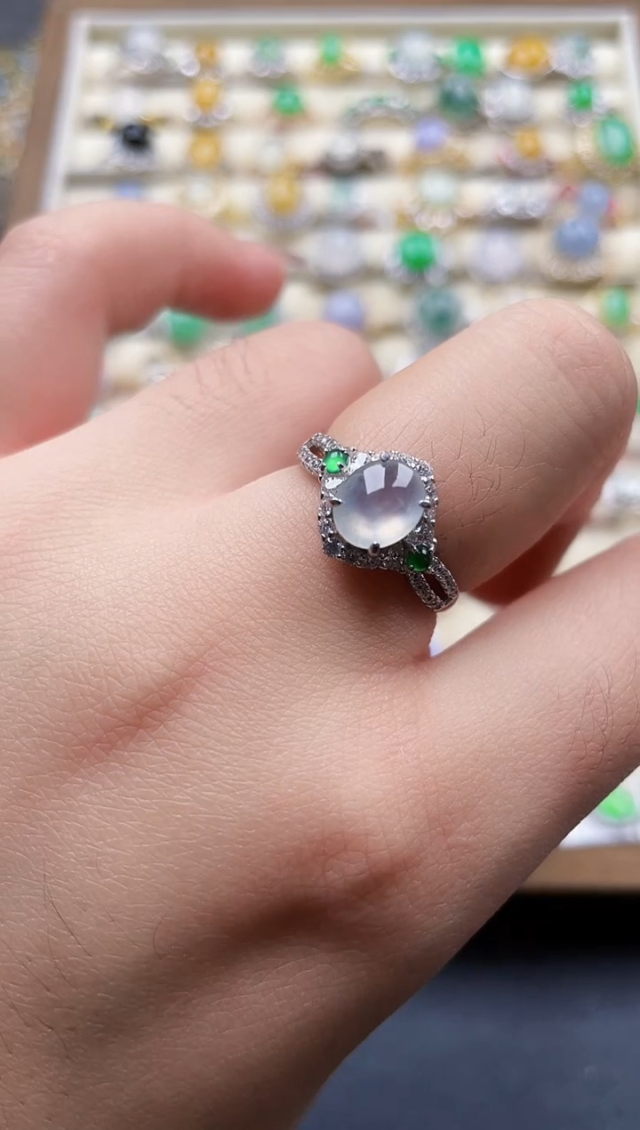 银S925镶嵌戒指翡翠5