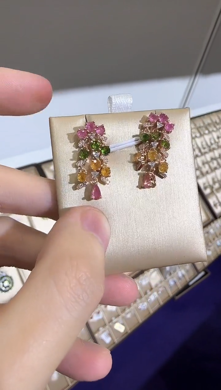 【闪购商品】碧玺耳饰银S925镶嵌设计款