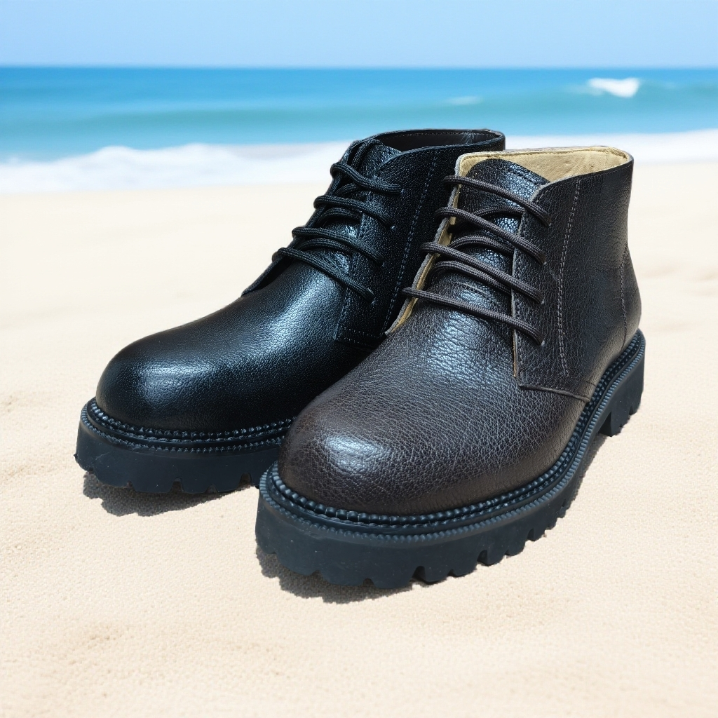 牦牛皮植鞣工艺中帮系带靴手工鞋户外舒适百搭