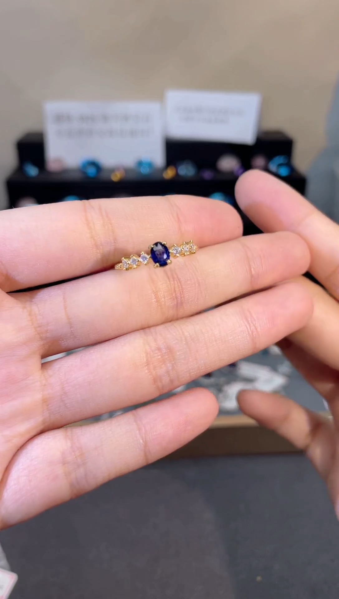 戒指蓝宝石银S925镶嵌天然宝石