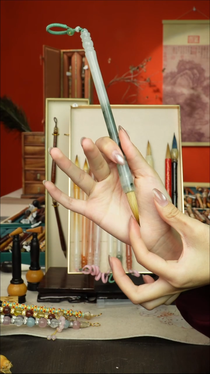 458号闪孤品高货毛笔链接 清水试笔 蘸墨不退