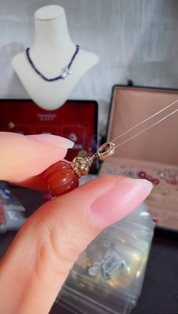 玛瑙/玉髓颈饰18K金镶嵌BN18445#-Y#1