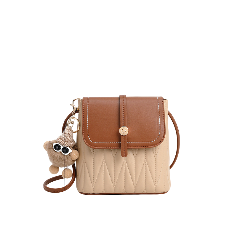 2025小众高颜值设计杏色轻奢时尚百搭单肩斜跨一体式