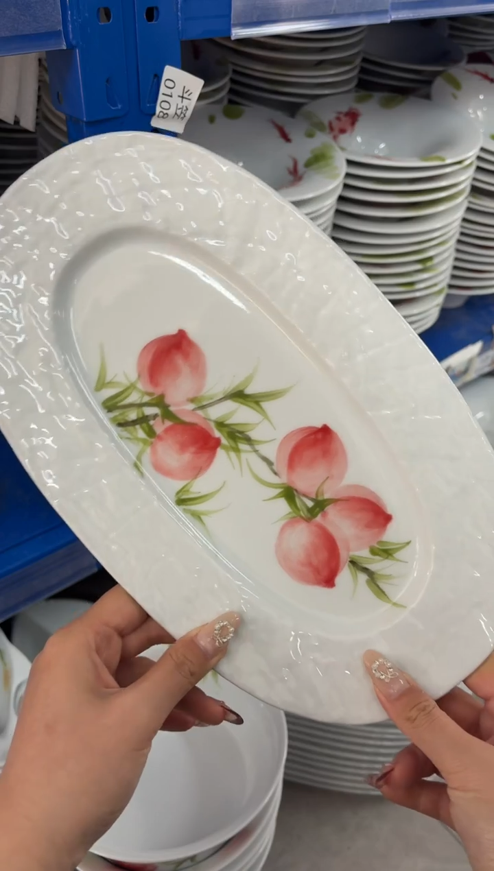 瓷片景德镇高温陶瓷食品级手绘釉中彩-手捏鱼盘