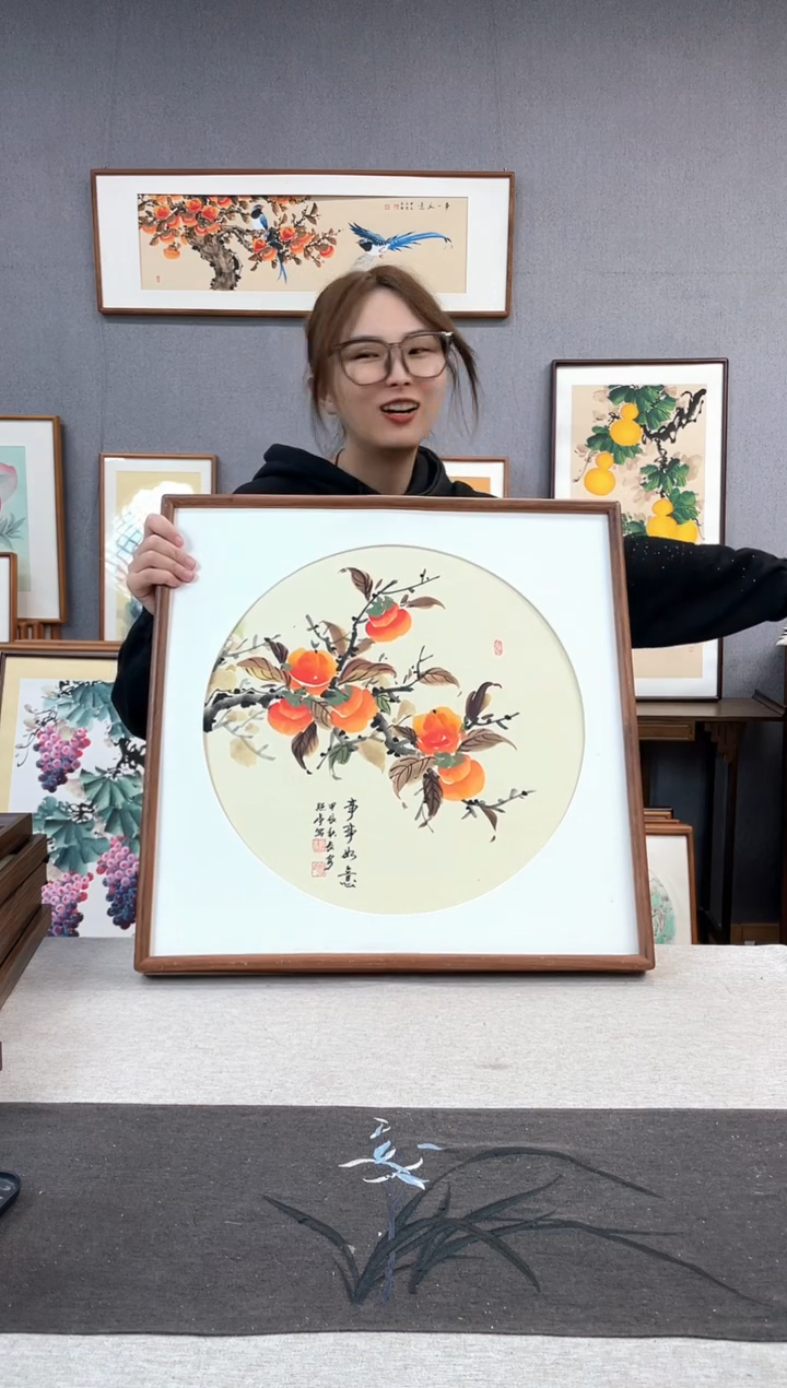 【闪购商品】国画国画手写手绘带框作品-52*52