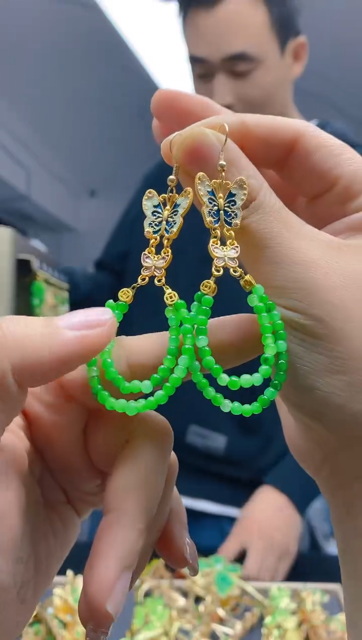 【闪购商品】翡翠耳饰合金0368翡翠耳钩