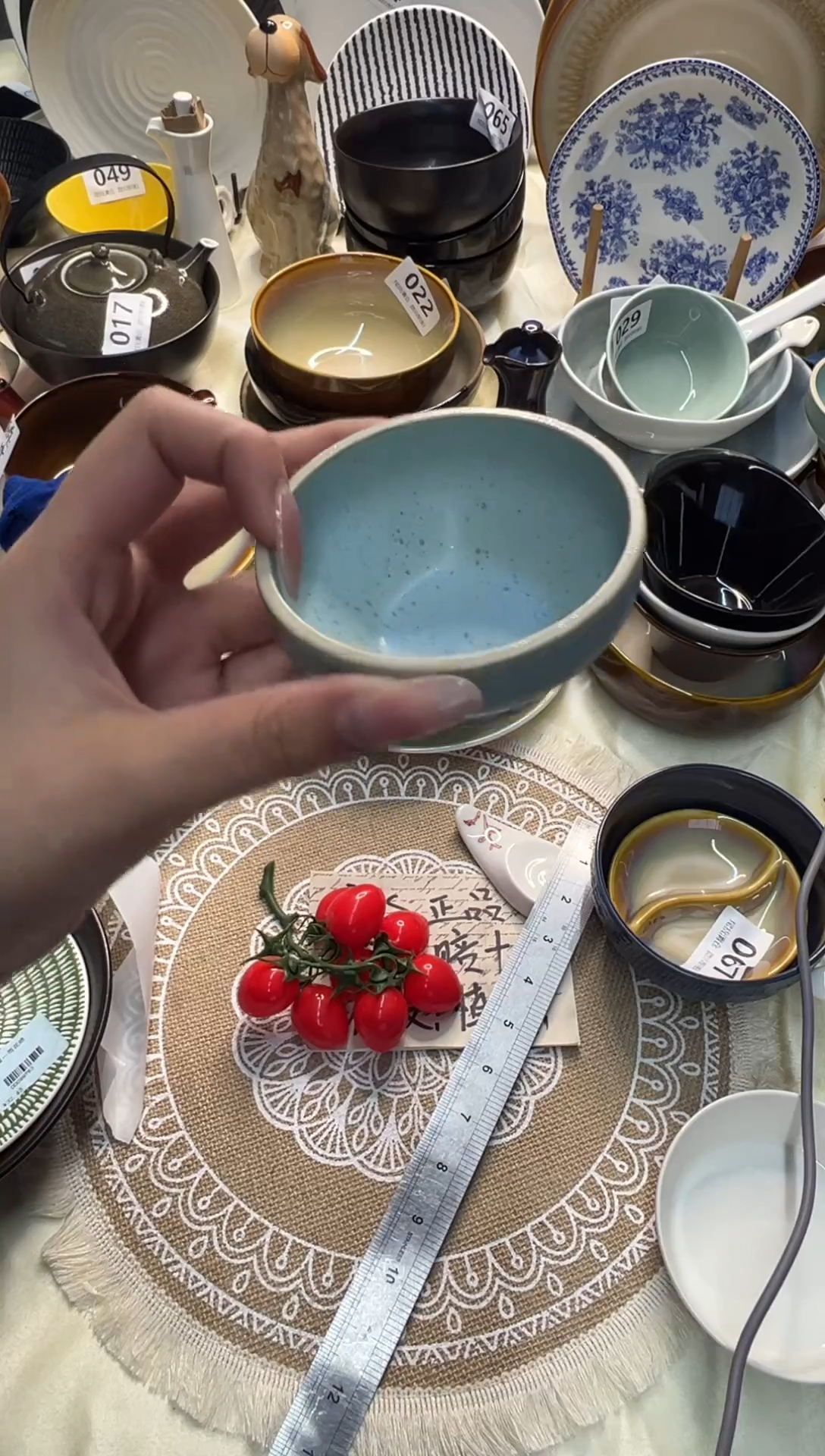 新骨瓷071瑕疵 烟灰浅蓝3寸茶杯 