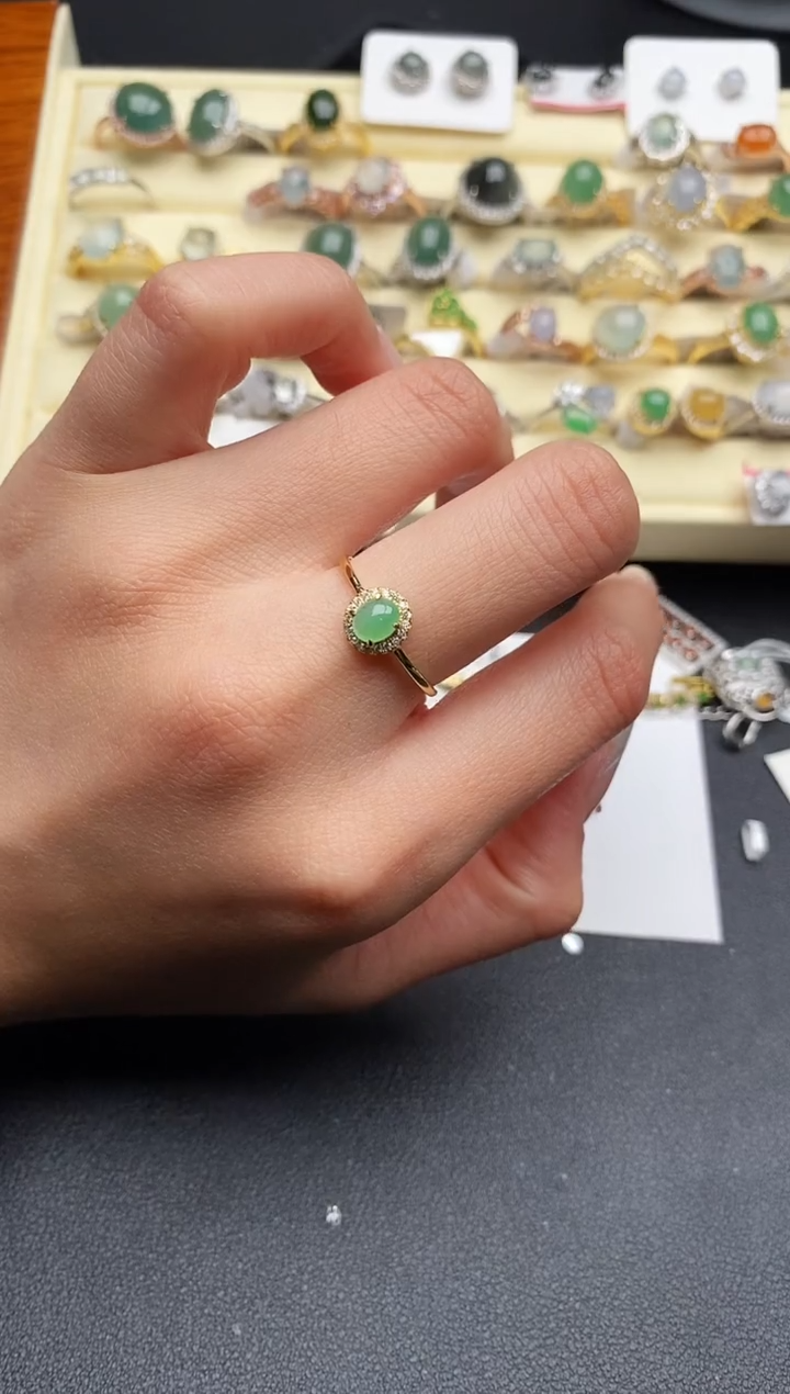 【闪购商品】翡翠戒指银S925镶嵌777777777+5